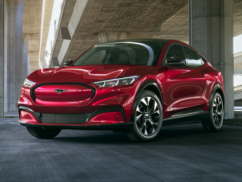 A 2024 Ford Mustang Mach-E in a parking garage