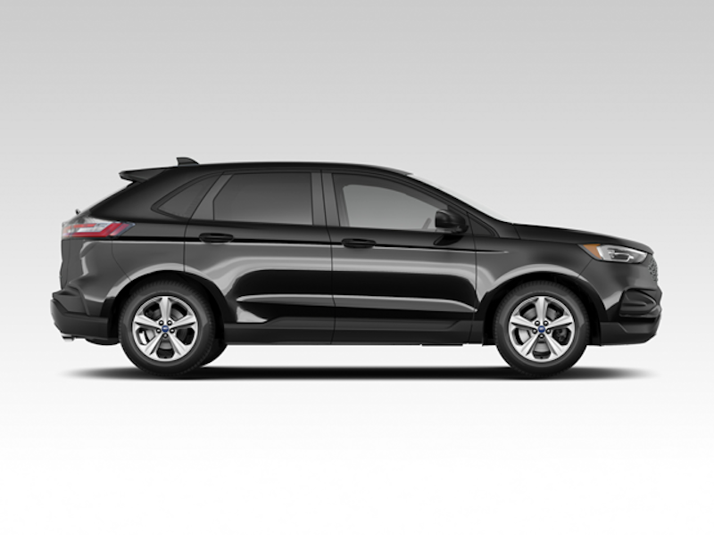 A promotional image of the 2024 Ford Edge against a gray gradient background