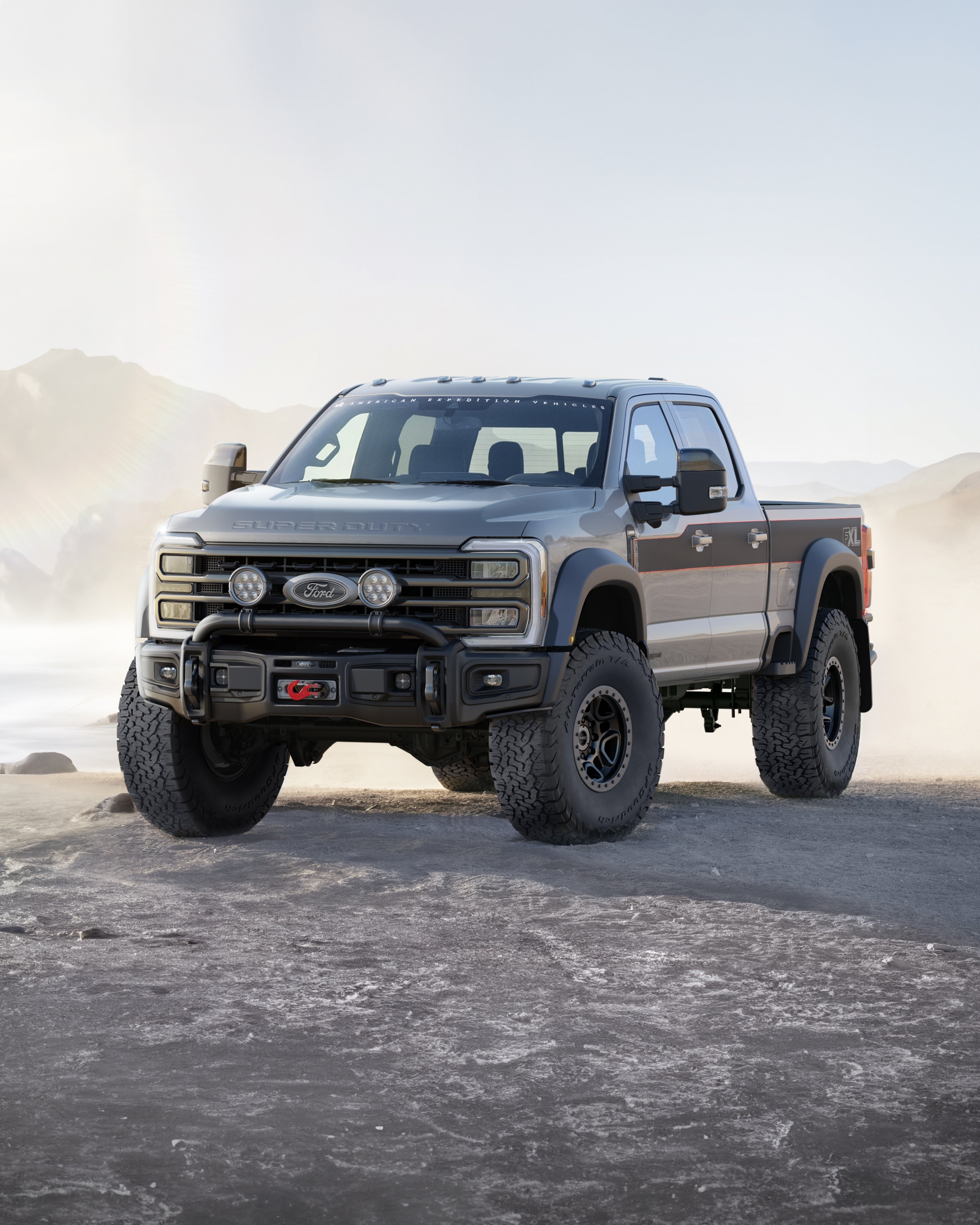 A frontal view of a new Ford Super Duty AEV FXL